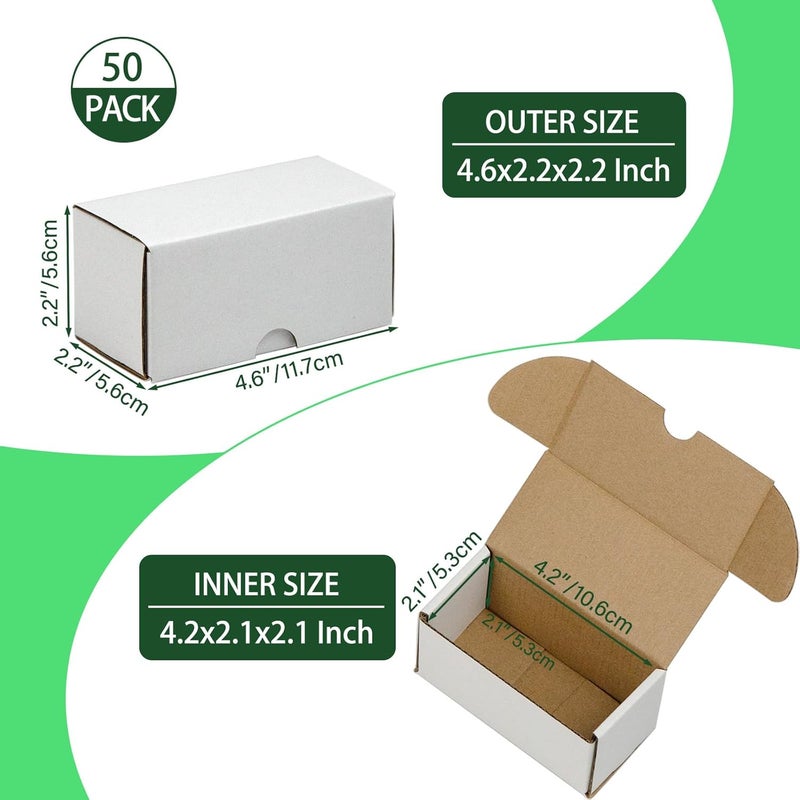 HESESOH 4.6x2.2x2.2 Inches Shipping Boxes Set of 50, White Corrugated Cardboard Box Literature Mailer for Packing Small Business - Image 2